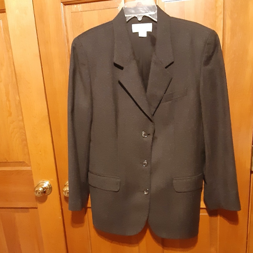 Liz Claiborne Charcoal Gray Vintage Lined Wool Blazer/Jacket